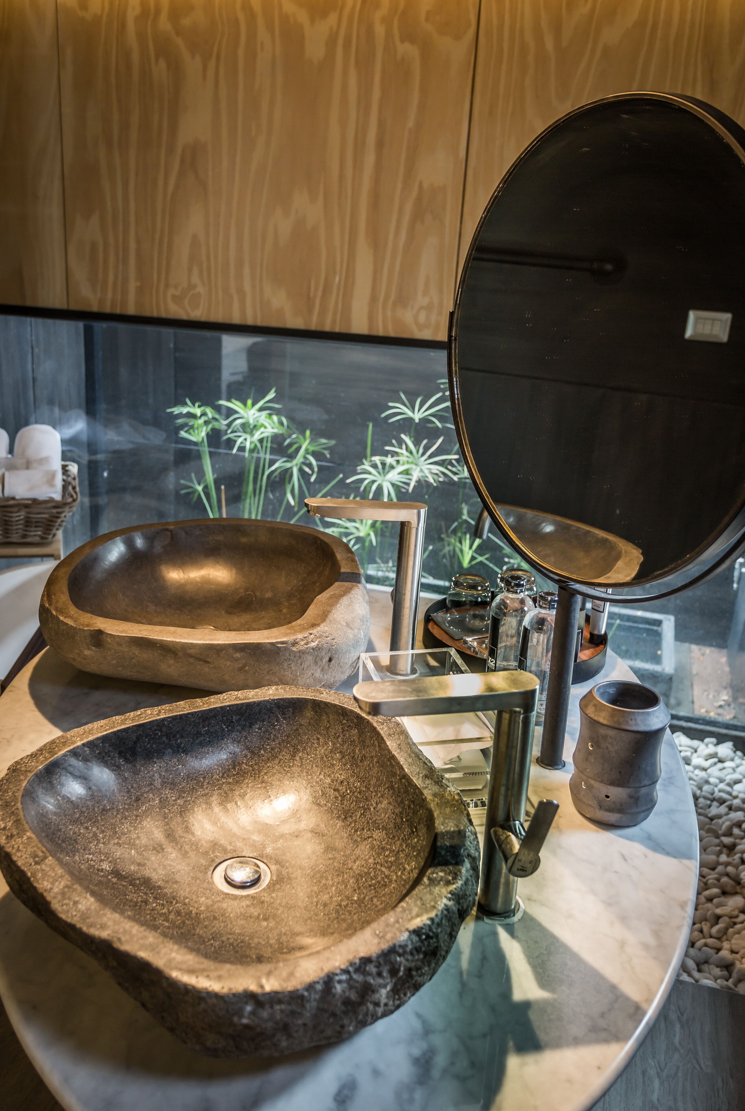 xfloat cabin | bathroom | separate bathtub and shower, deep-soaking bathtub, rainfall showerhead