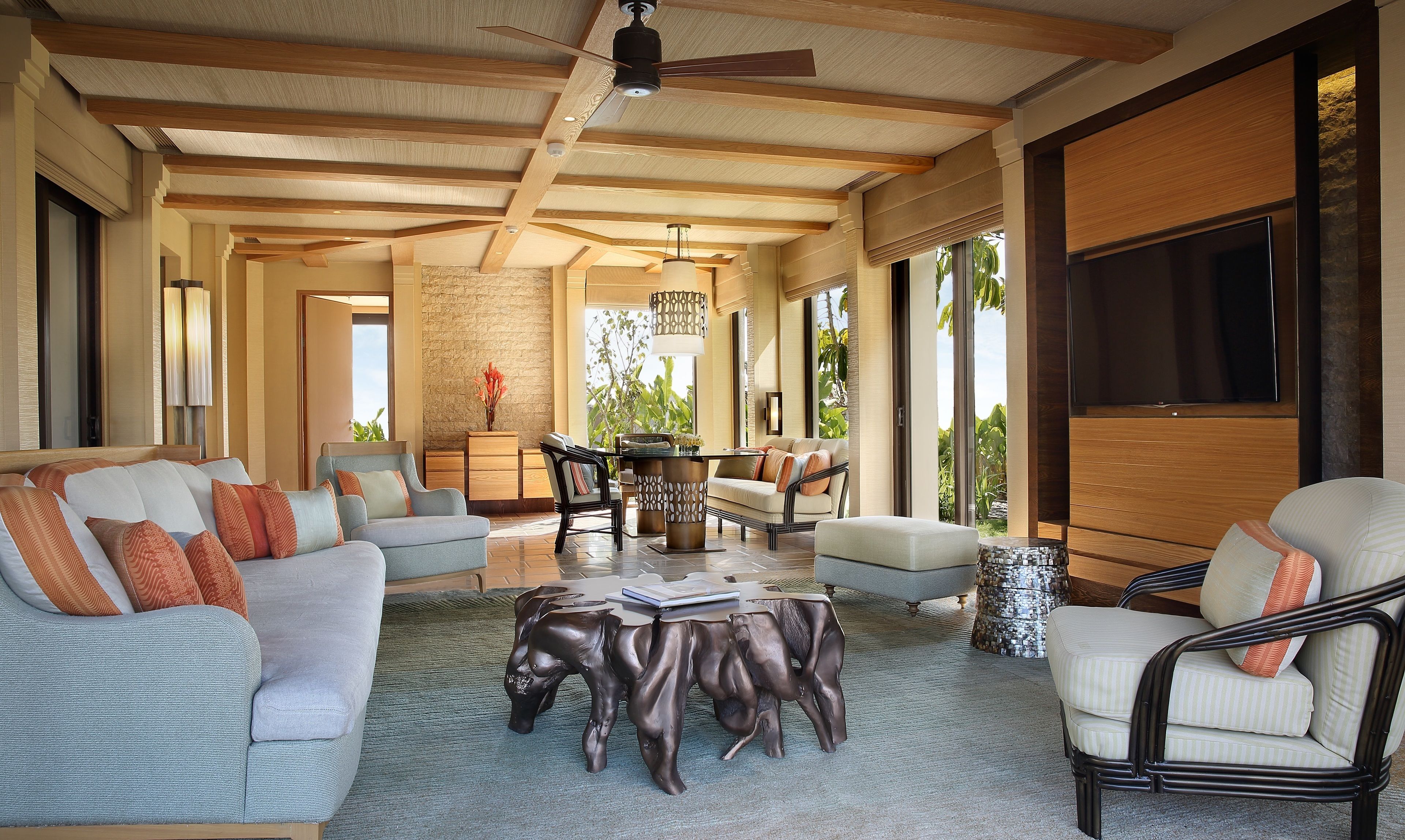 the cliff villa, 3 bedrooms, ocean view, private pool | living area | flat-screen tv, dvd player, toys