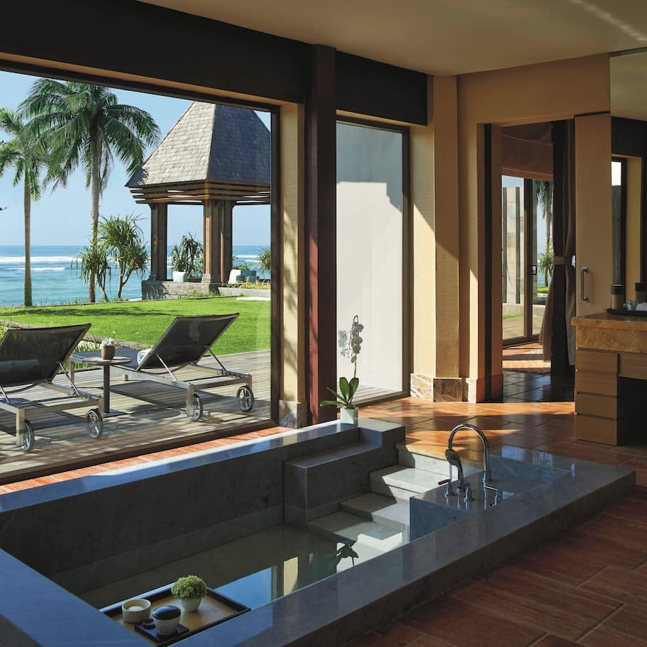 The Oceanfront Villa, 3 Bedrooms, Private Pool | Bathroom | Separate tub and shower, deep soaking tub, rainfall showerhead