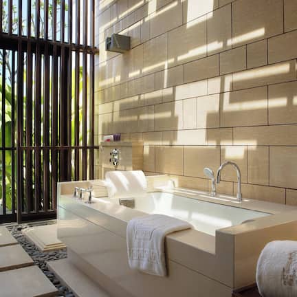 The Pavilion, Signature Suite, 1 Bedroom | Bathroom | Separate tub and shower, deep soaking tub, rainfall showerhead