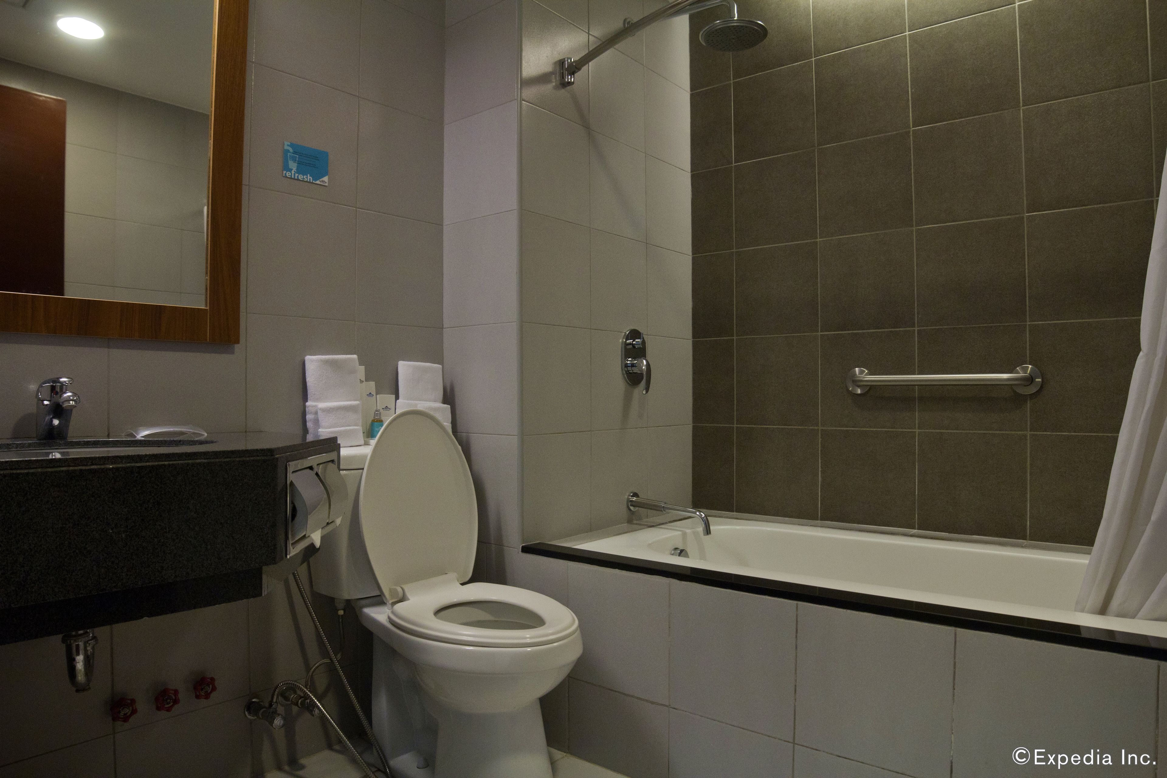 shower, free toiletries, hair dryer, bidet