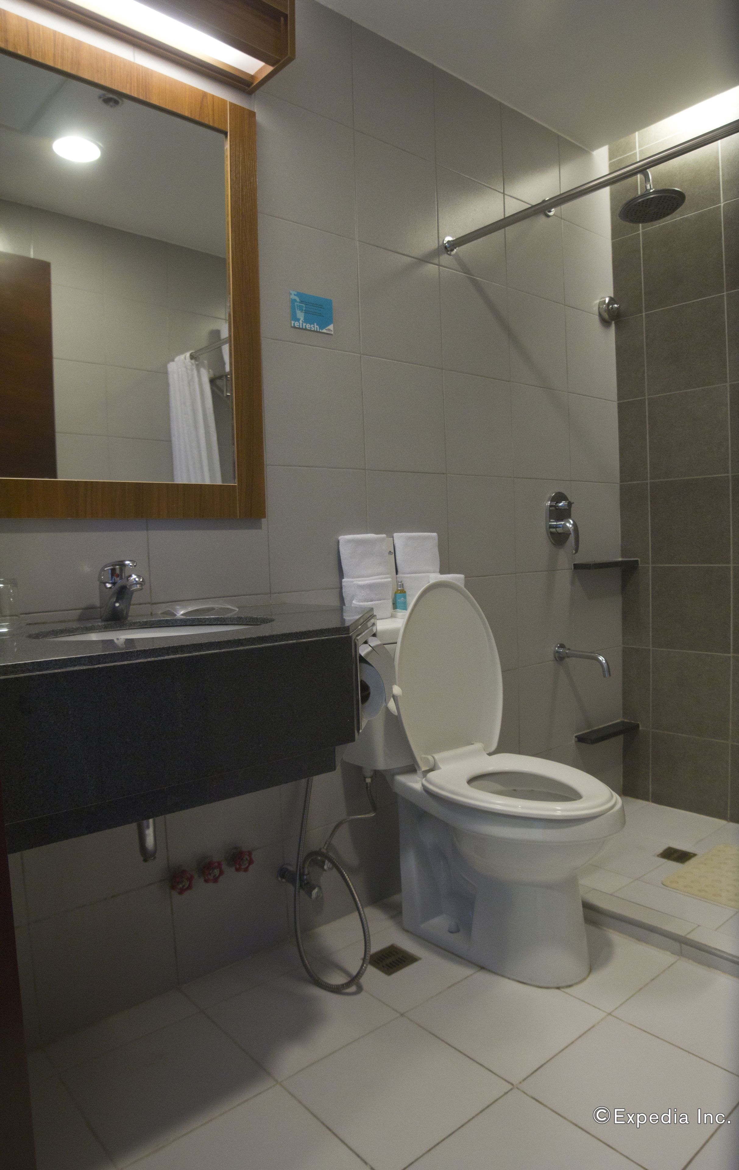 shower, free toiletries, hair dryer, bidet