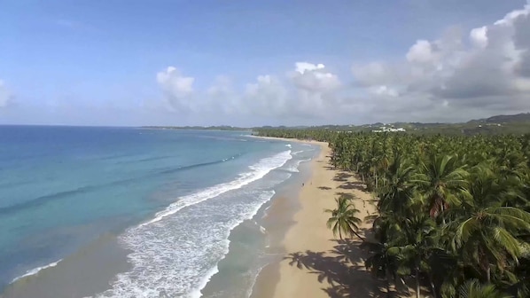 Private beach, sun loungers, beach towels, beach massages