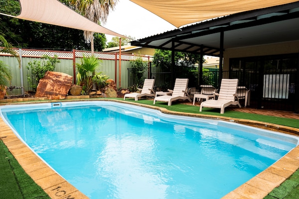 Outdoor pool, pool loungers