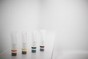 Free toiletries, hair dryer, towels, soap