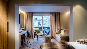 Deluxe Double Room, Balcony, Mountain View | Living area | Flat-screen TV