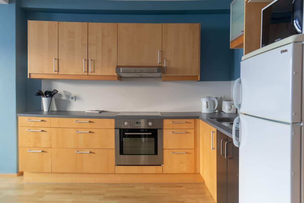 family apartment | private kitchen | oven, stovetop, toaster, cookware/dishes/utensils