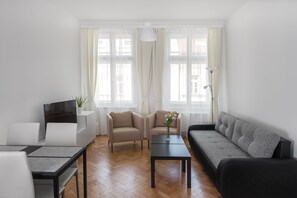 Apartment, 1 Bedroom, Kitchen, City View | Living room - Residence Vocelova (Prague)