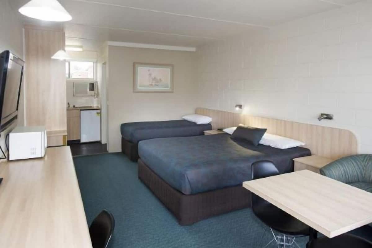 Desk, blackout drapes, iron/ironing board, WiFi (free)