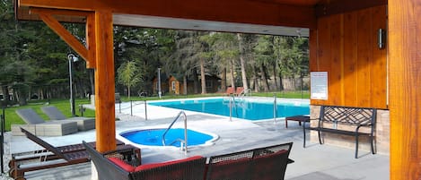 Outdoor pool, pool loungers