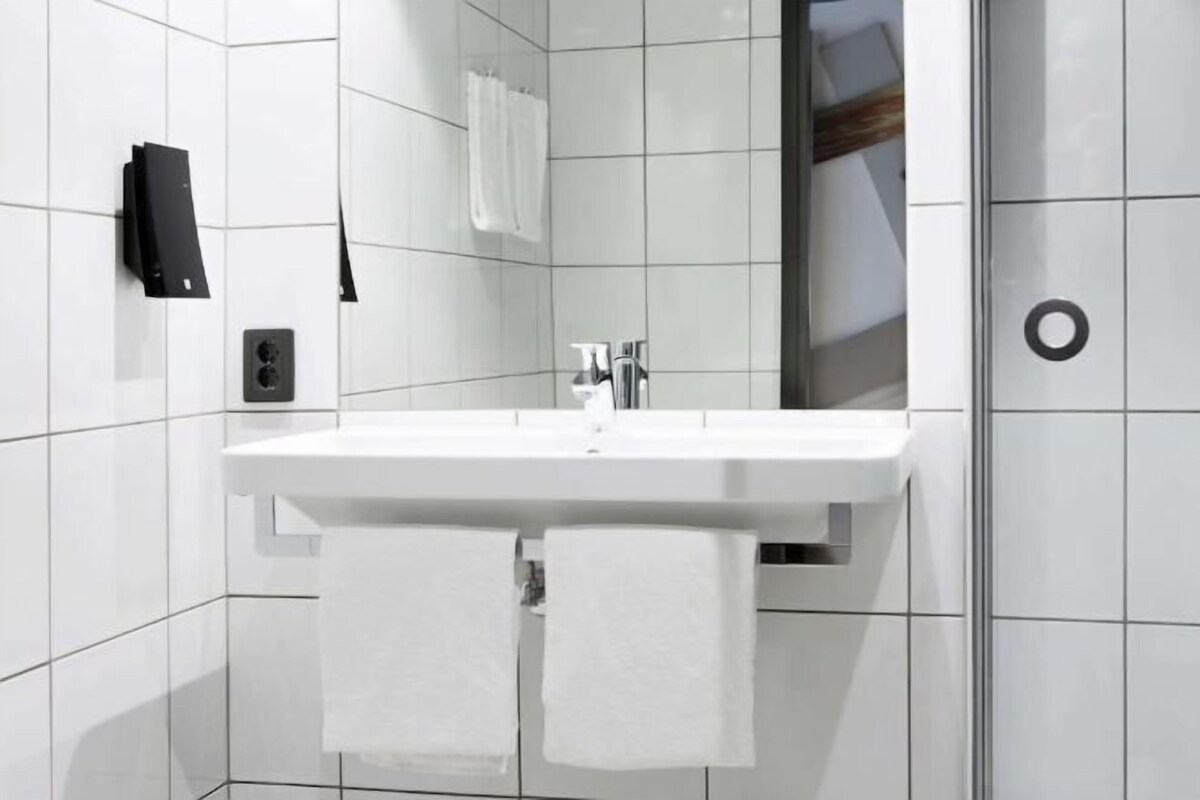 Bathroom | Shower, hair dryer, heated floors, towels