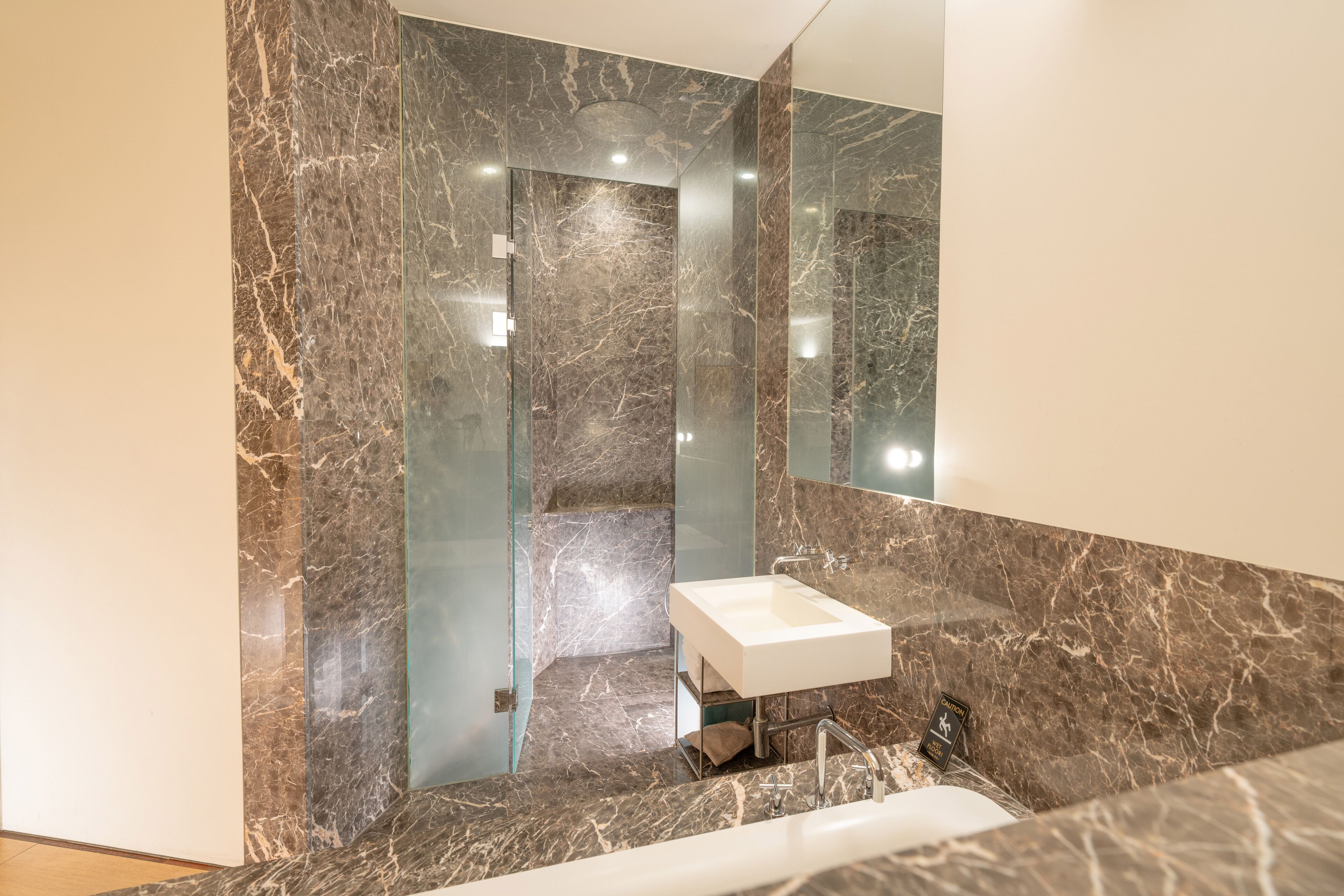 deluxe double(random) | bathroom | separate bathtub and shower, deep-soaking bathtub, rainfall showerhead