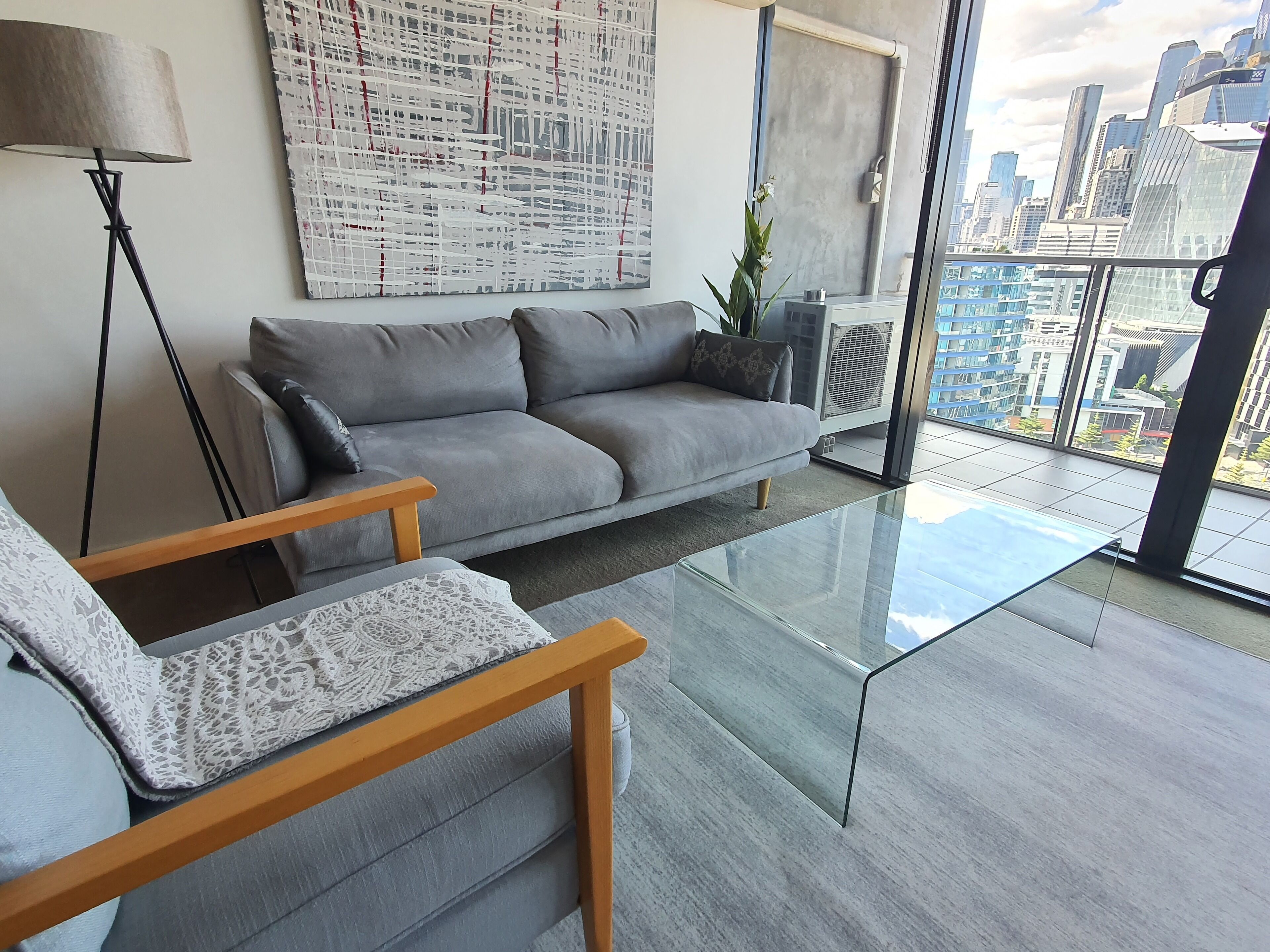 deluxe two bedroom apartment  | living area | 50-inch flat-screen tv with digital channels, tv