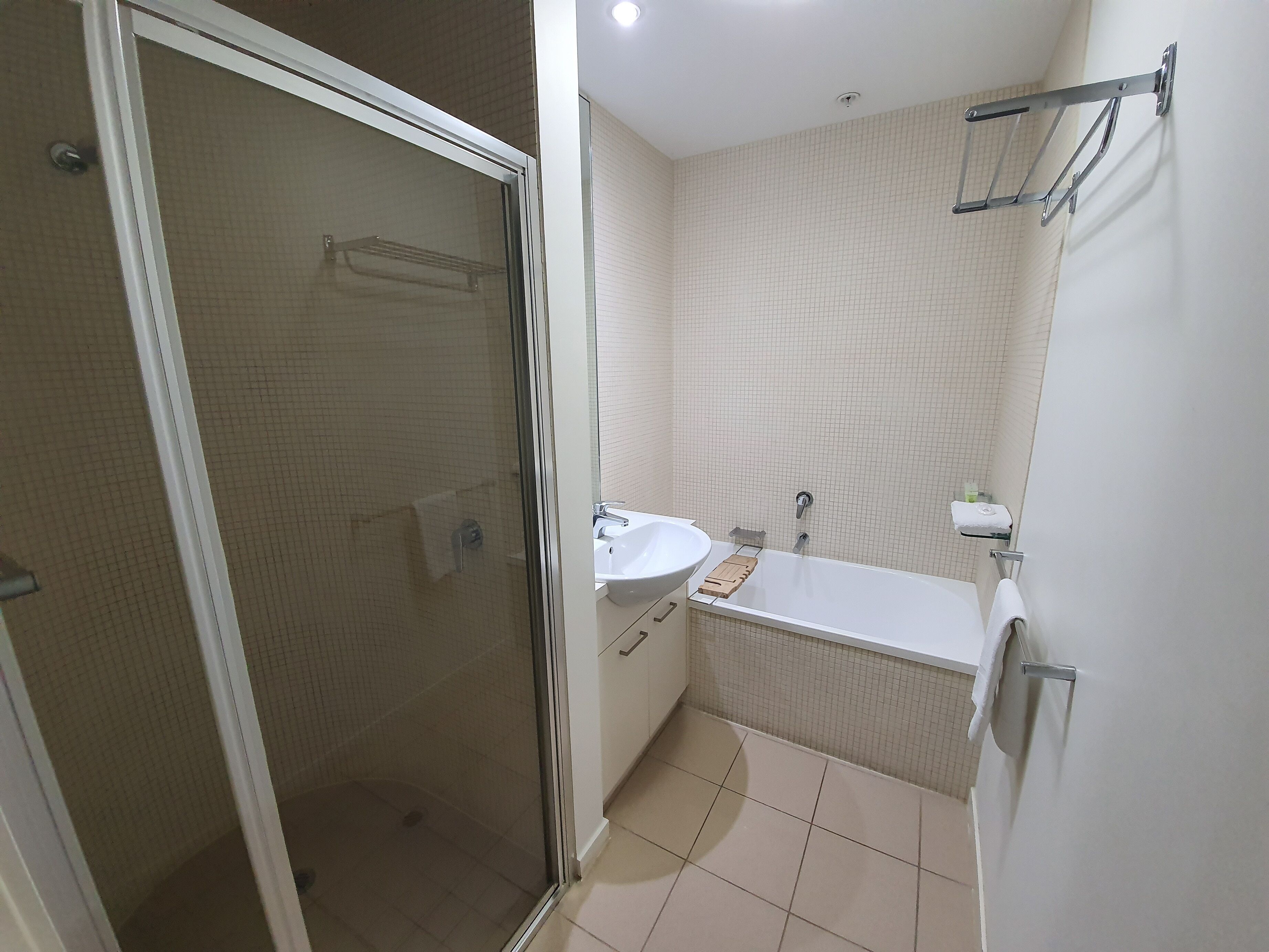 two bedroom apartment | bathroom | separate bathtub and shower, free toiletries, hair dryer, towels
