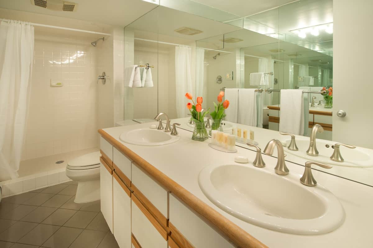 Condo, 2 quartos | Banheiro | Produtos de toalete grátis, secador de cabelo, toalhas de banho 
