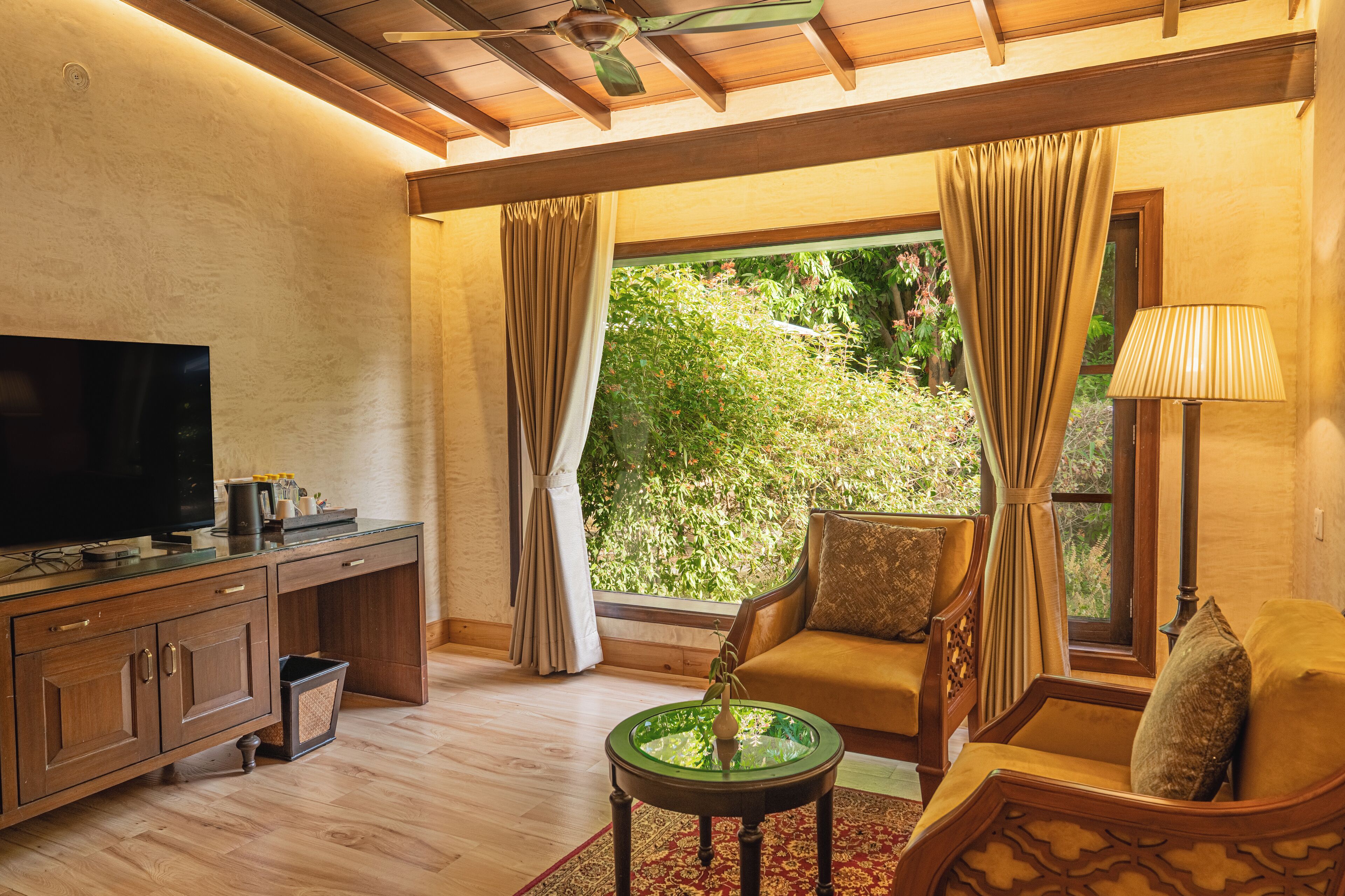 corbett den suite | living area | 42-inch lcd tv with satellite channels, tv