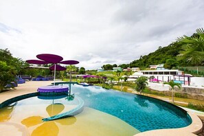 Outdoor pool, pool loungers