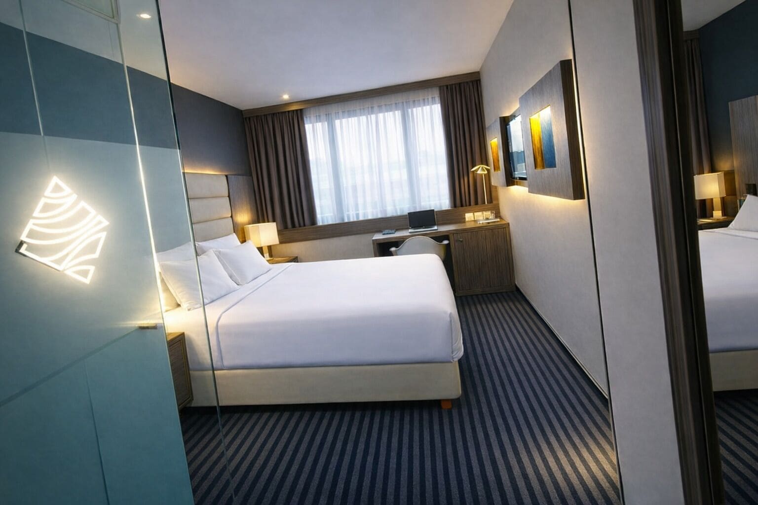 Habitación doble | Ropa de cama de alta calidad, minibar, caja fuerte y escritorio