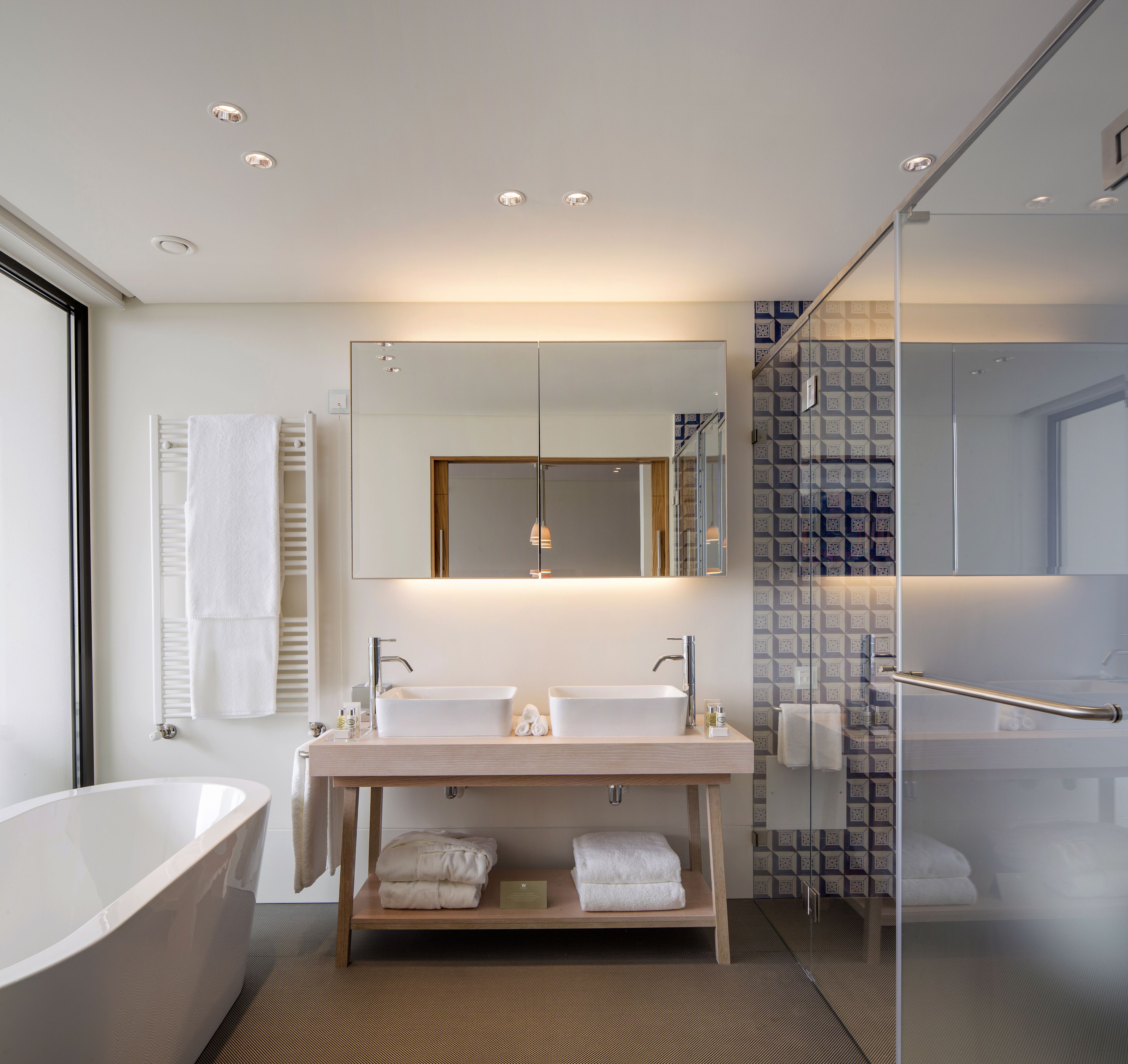 free toiletries, hair dryer, bidet, towels