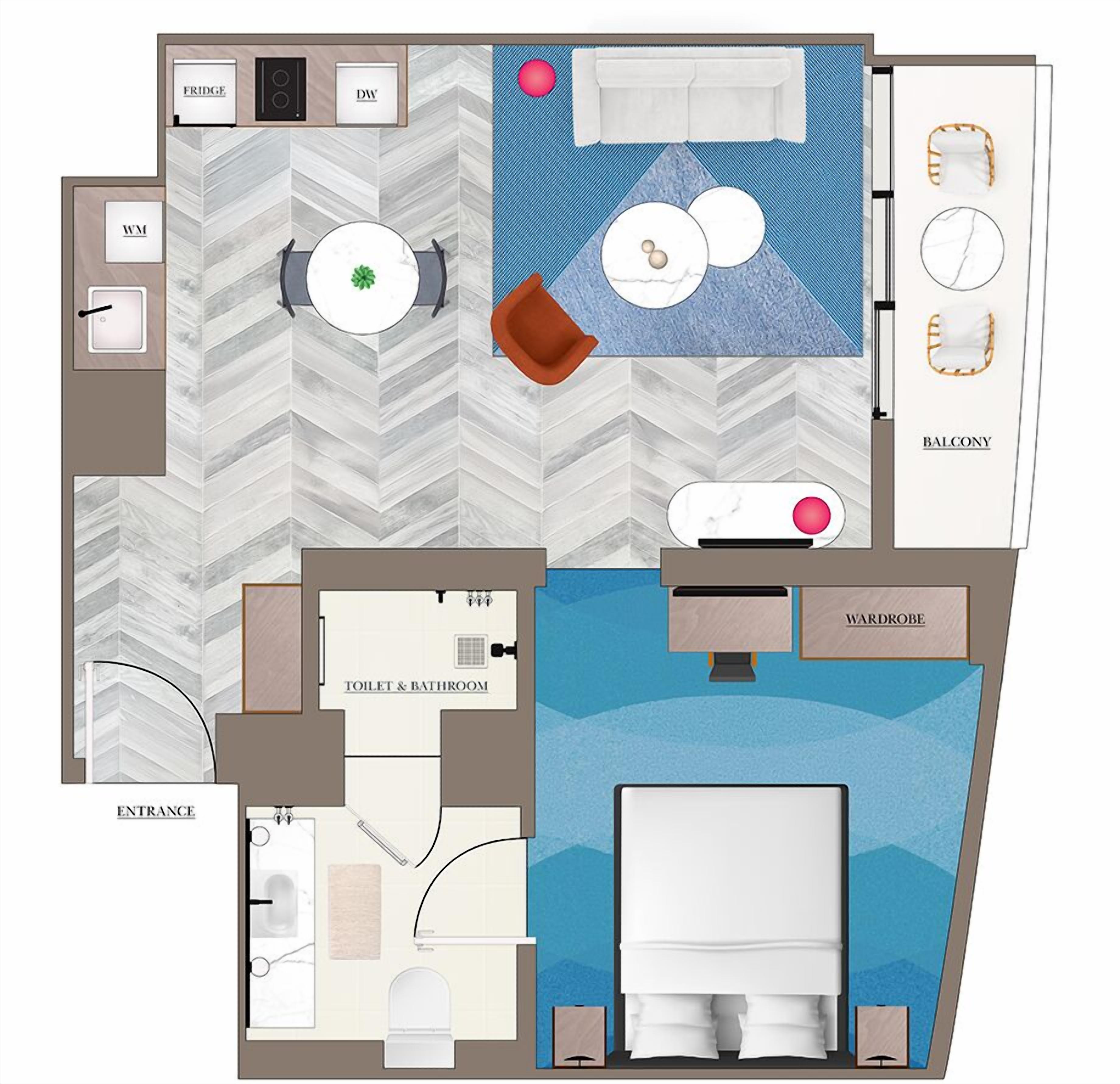 room, 1 bedroom, balcony, marina view (residence) | floor plan