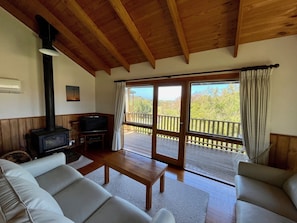 Two Level 2 Bedroom Wattle Cottage with Woodfire | Living area