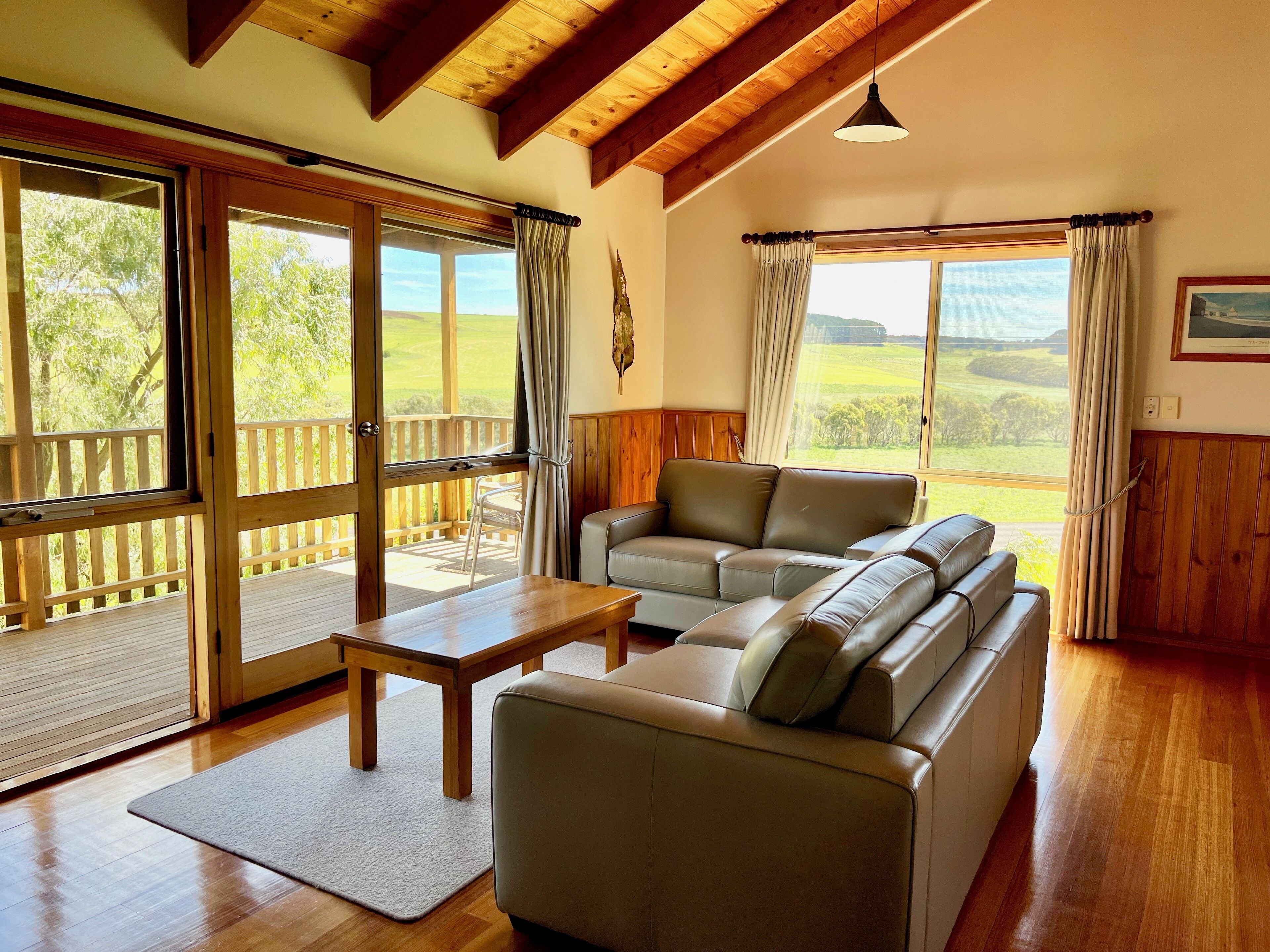 Two Level 2 Bedroom Wattle Cottage with Woodfire | Living area | Plasma TV, DVD player