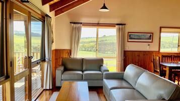 Two Level 2 Bedroom Wattle Cottage with Woodfire | Living area