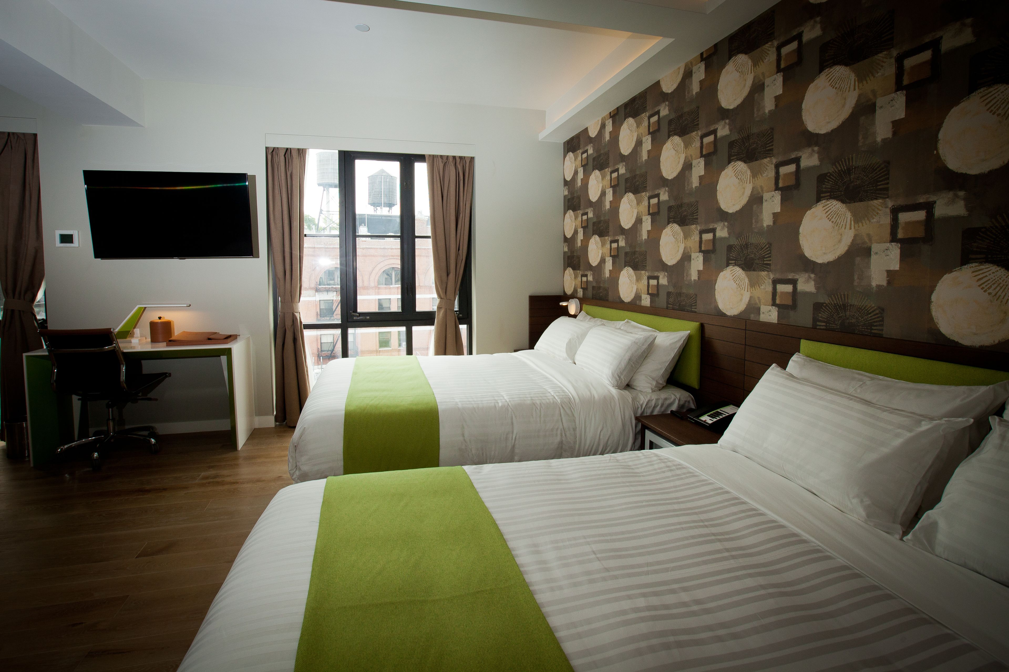 superior room, 2 queen beds (courtyard & partial city view) | in-room safe, desk, blackout curtains, soundproofing