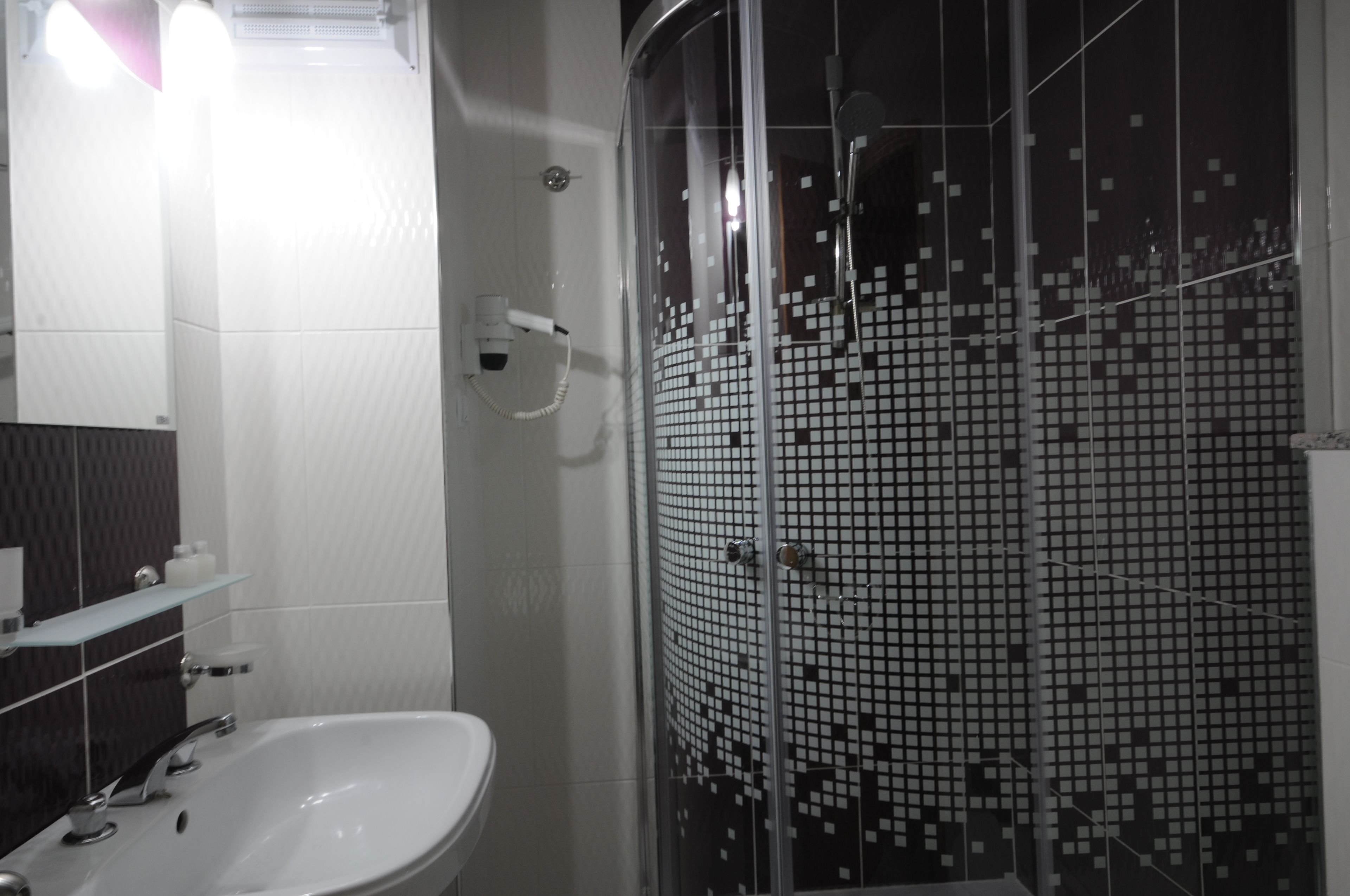 shower, free toiletries, hair dryer, slippers