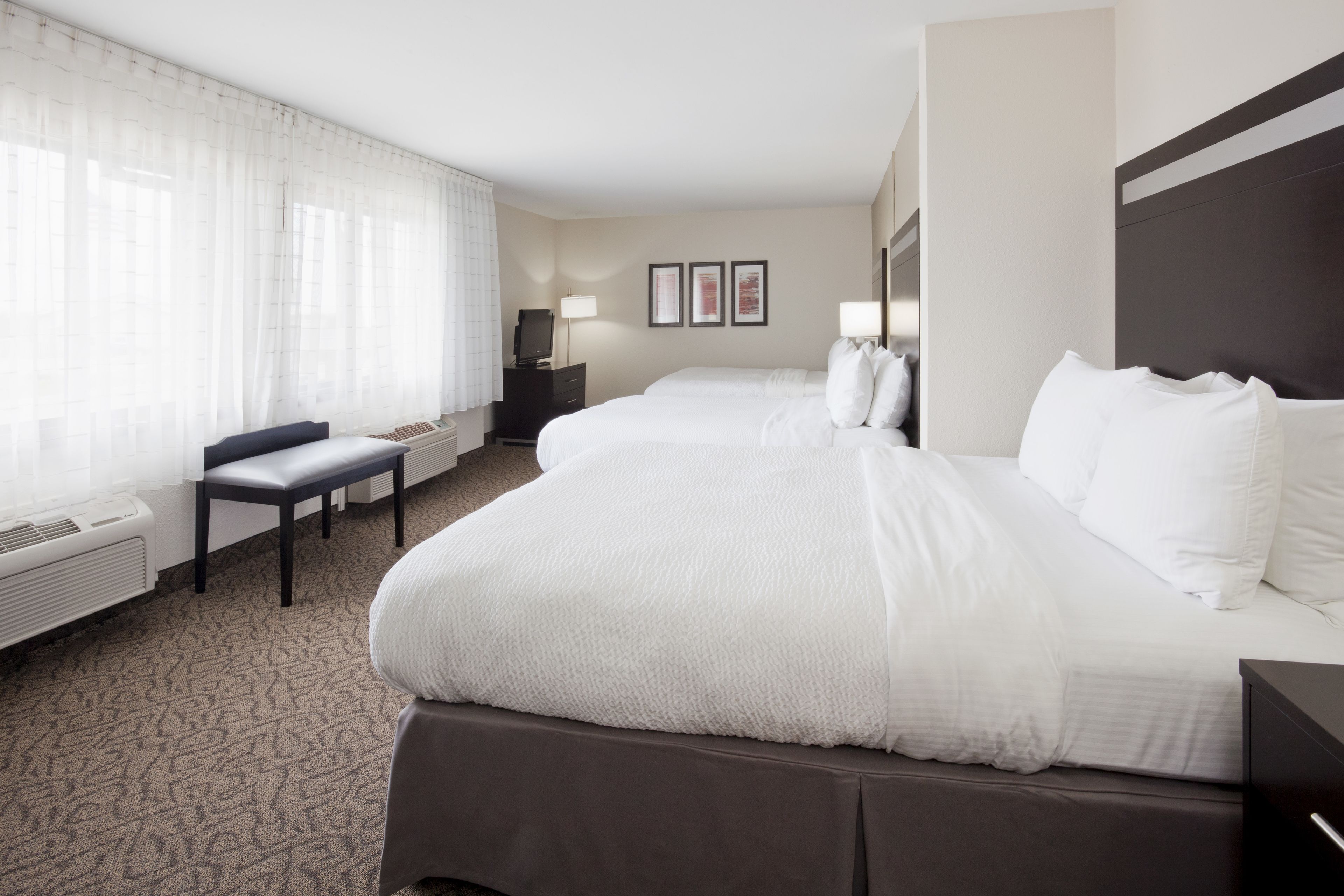 down duvets, desk, laptop workspace, iron/ironing board