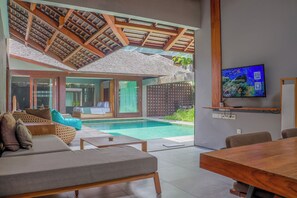 One Bedroom Private Pool Villa | Living area | 40-inch flat-screen TV with satellite channels, LED TV - The Santai by LifestyleRetreats (Kerobokan)