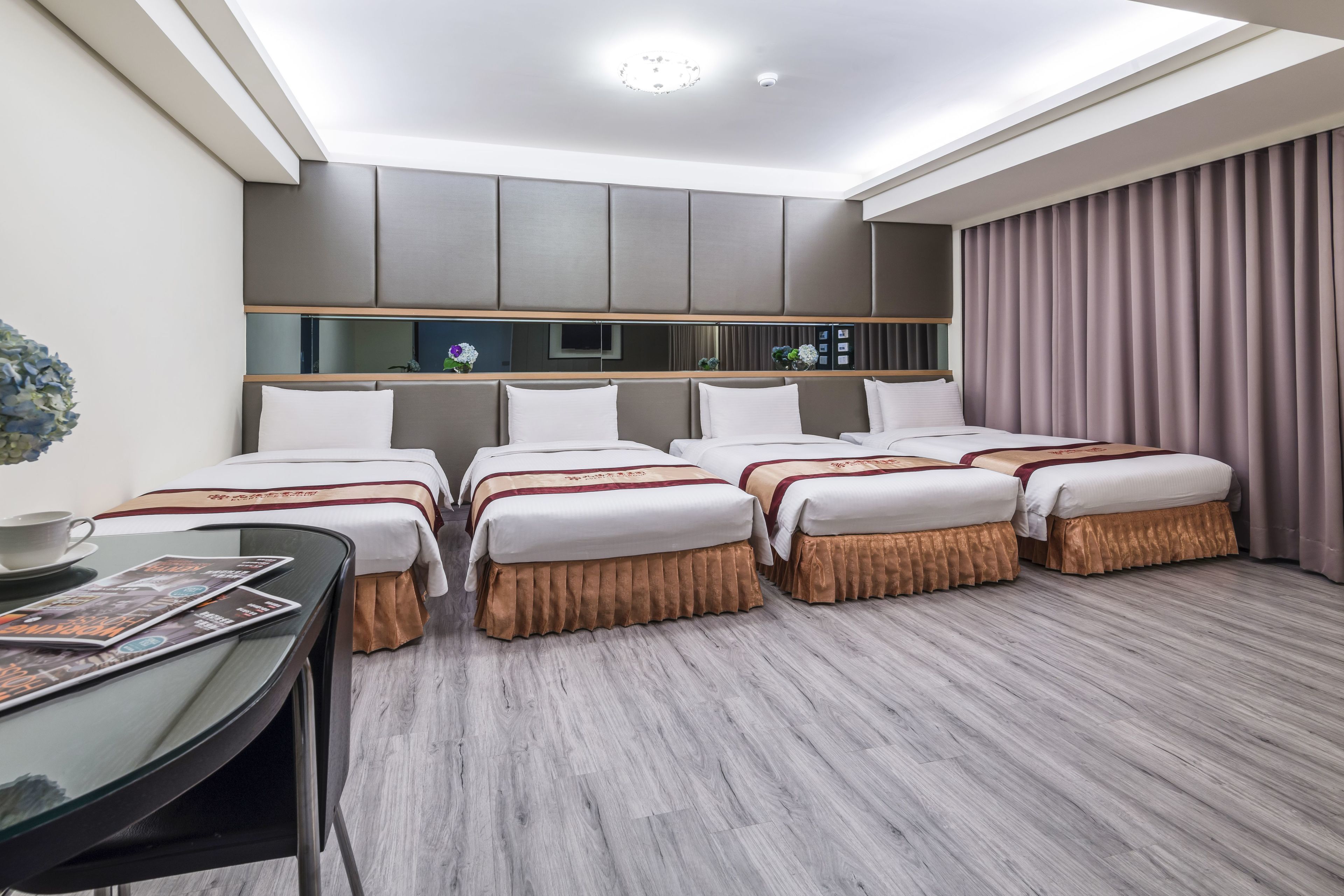 down duvets, blackout curtains, free wifi, bed sheets