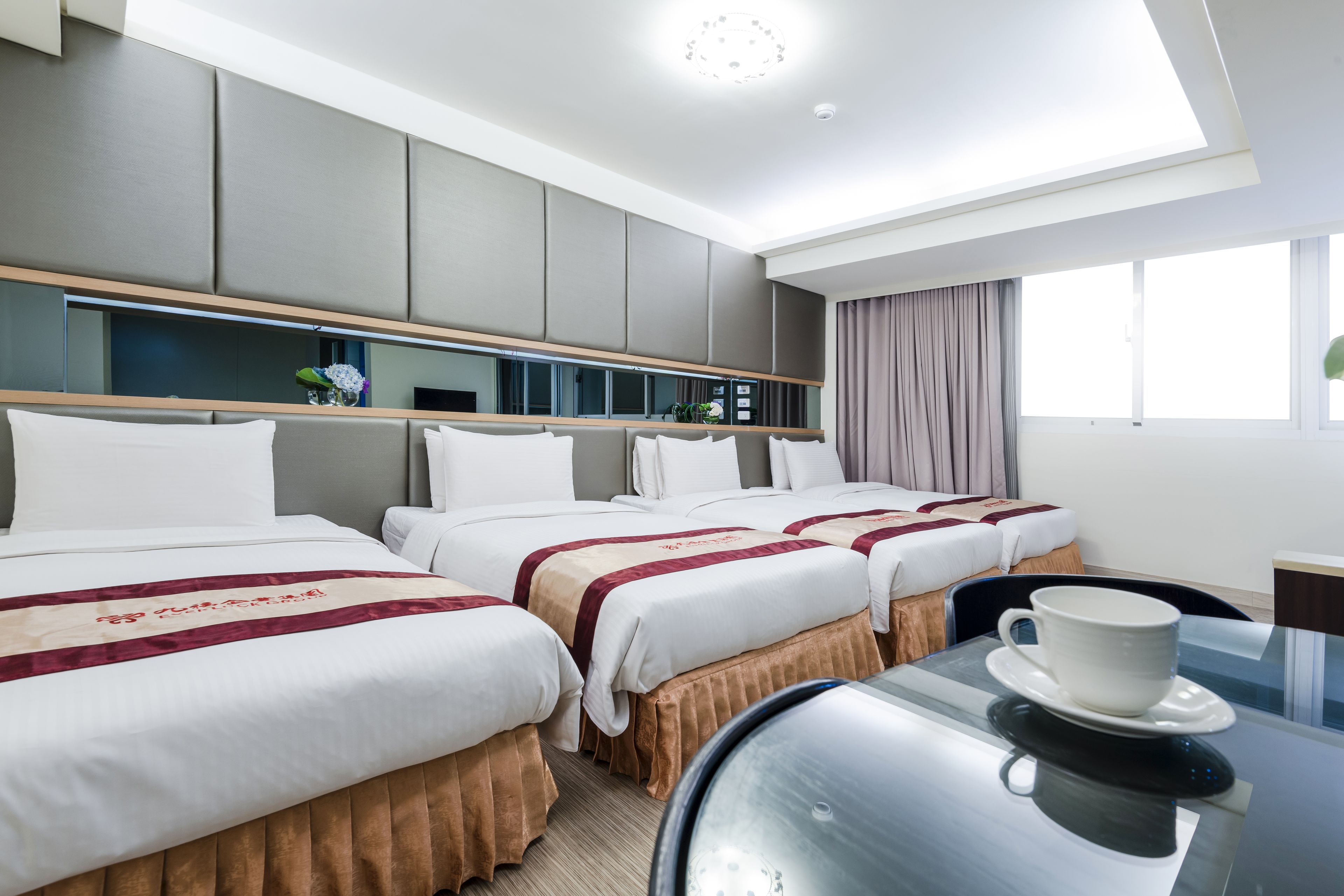 down duvets, blackout curtains, free wifi, bed sheets