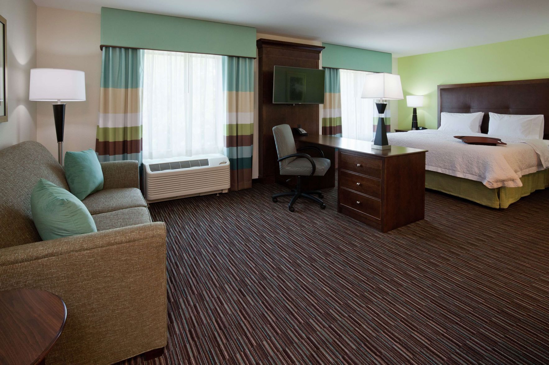 In-room safe, desk, laptop workspace, blackout curtains