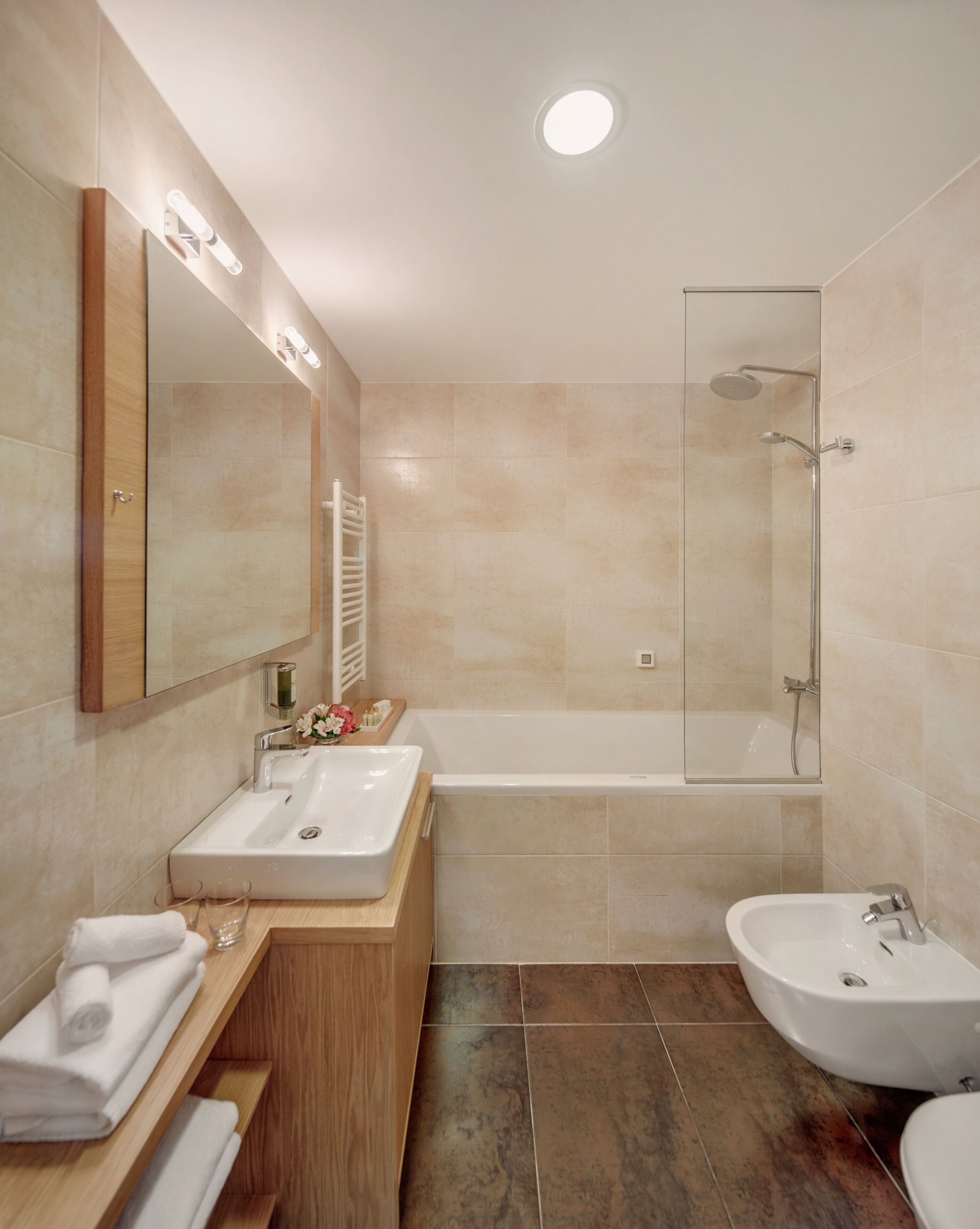 shower, free toiletries, hair dryer, bathrobes