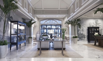 Hotel entrance and lobby at Rosewood Baha Mar