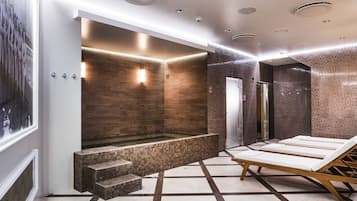 Sauna, hot tub, steam room, body treatments, facials