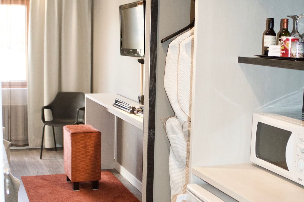 desk, blackout curtains, cots/infant beds, free wifi