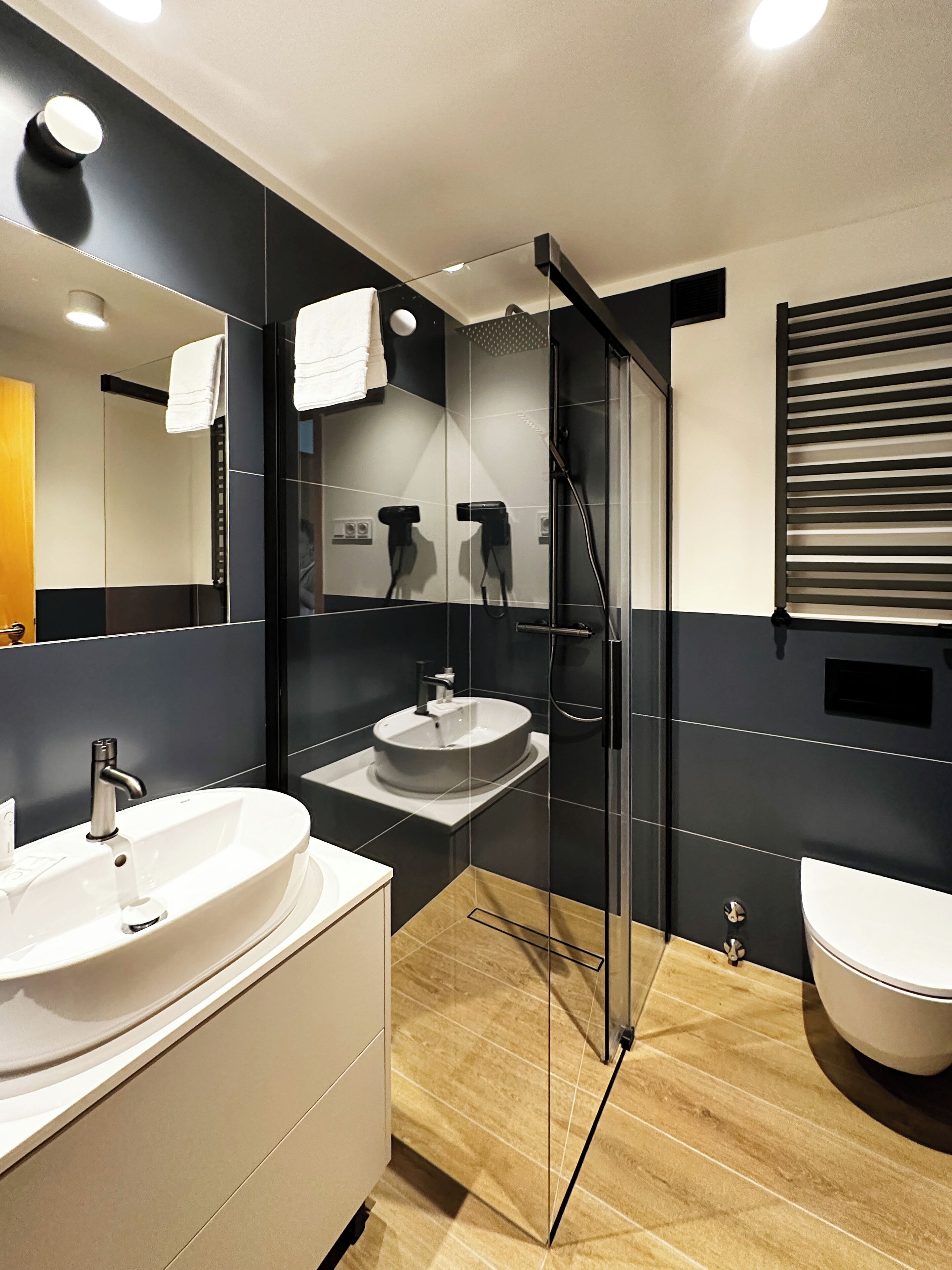 free toiletries, hair dryer, slippers, towels