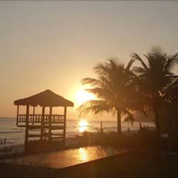 On the beach, white sand, free beach cabanas, sun loungers