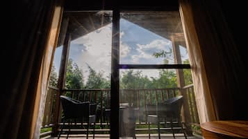 Jungle Wooden Cottage with Jacuzzi | Balcony view