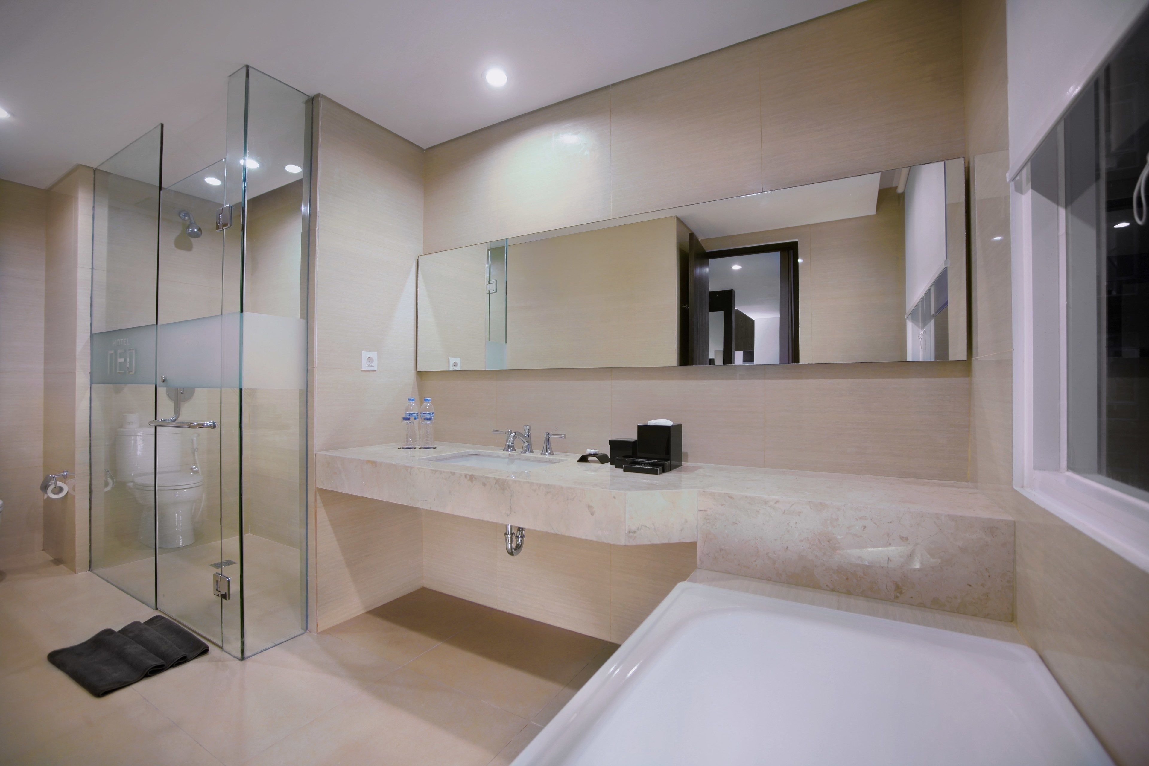 suite | bathroom | shower, rainfall showerhead, free toiletries, slippers