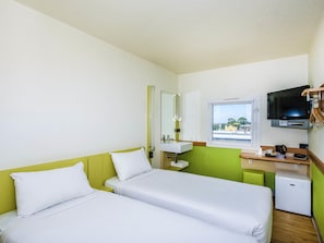 Standard Room, 2 Twin Beds | Desk, blackout drapes, soundproofing, iron/ironing board