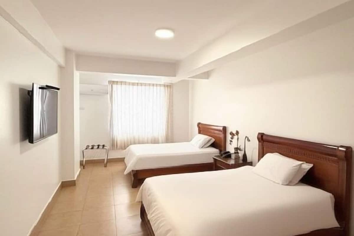 Business tweepersoonskamer, 2 eenpersoonsbedden | 1 slaapkamer, luxe beddengoed, donzen dekbedden, een kluis op de kamer