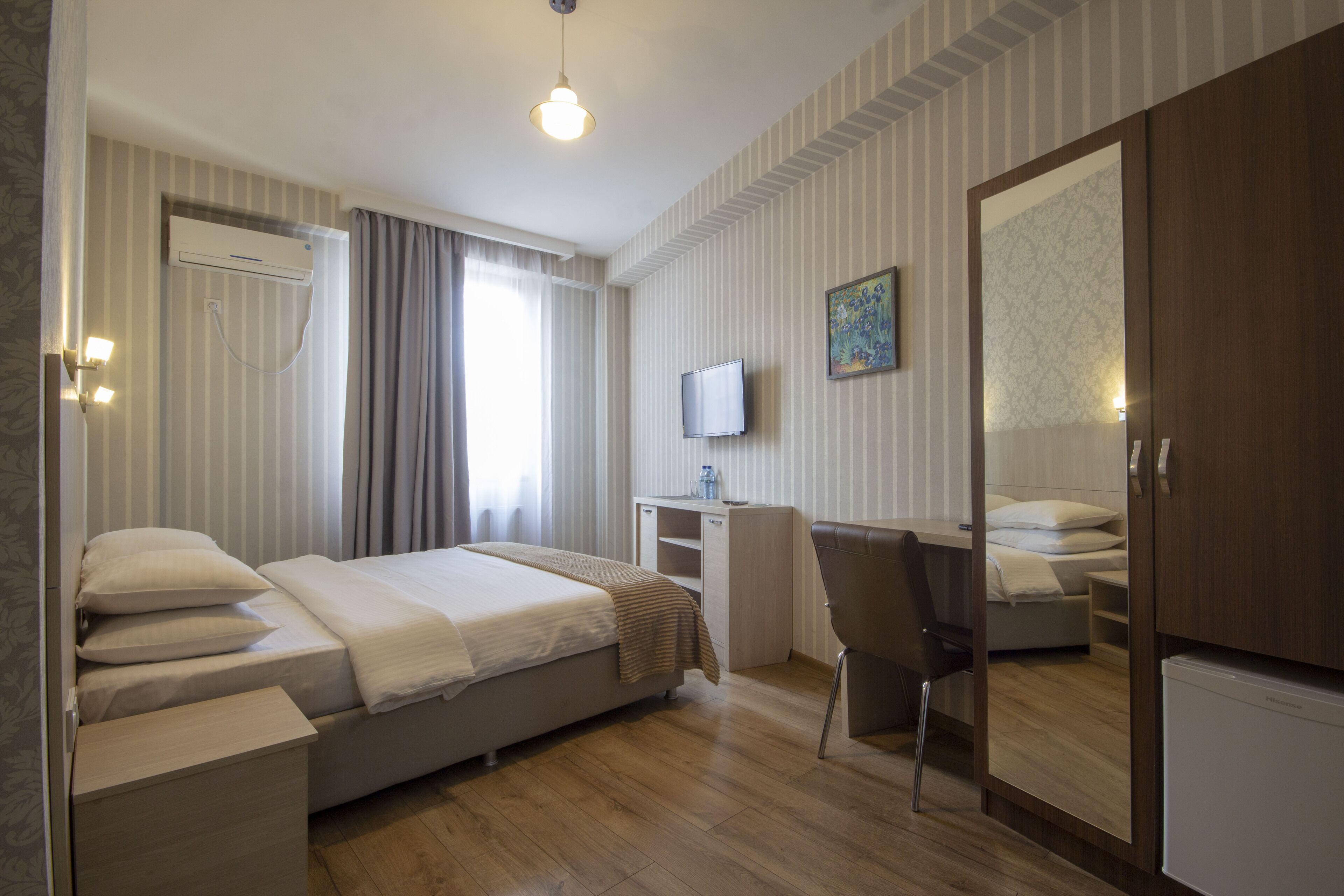 standard double room | frette italian sheets, premium bedding, memory-foam beds, in-room safe