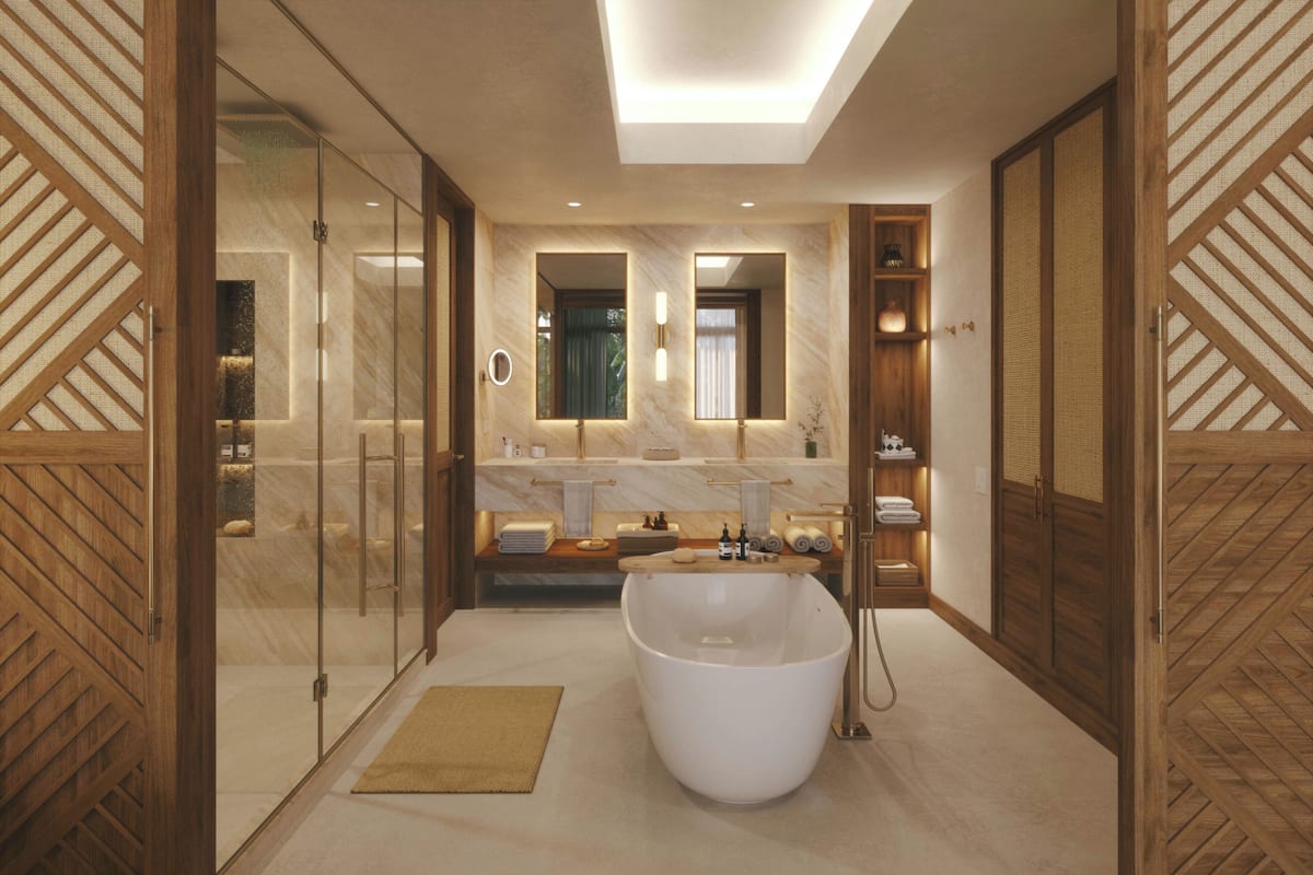 Designer toiletries, towels