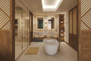 Amenidades de baño de diseñador y toallas 