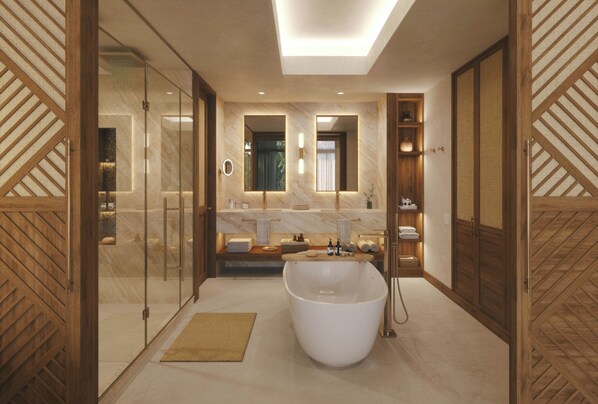 Designer toiletries, towels