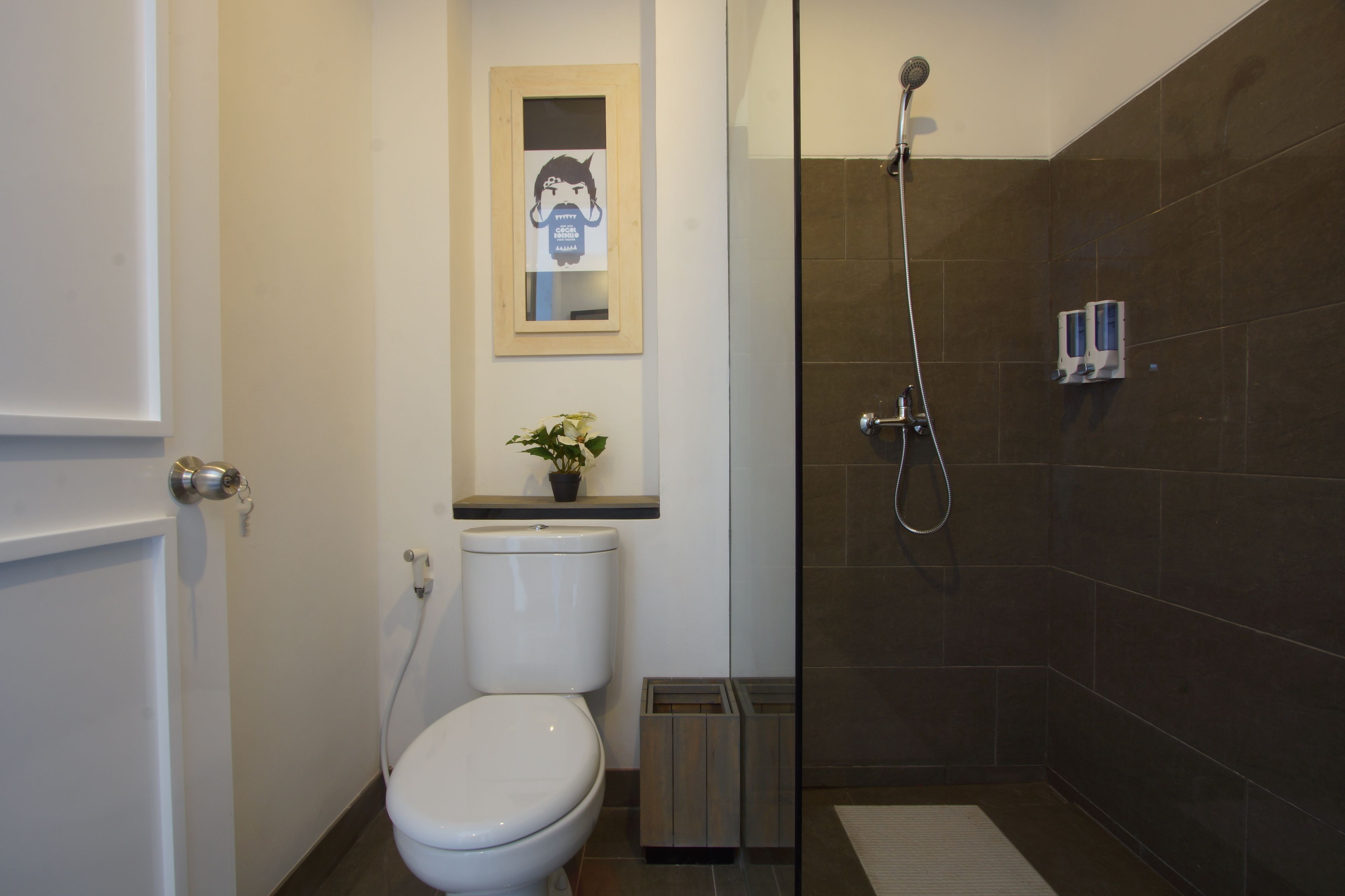 shower, free toiletries, hair dryer, slippers