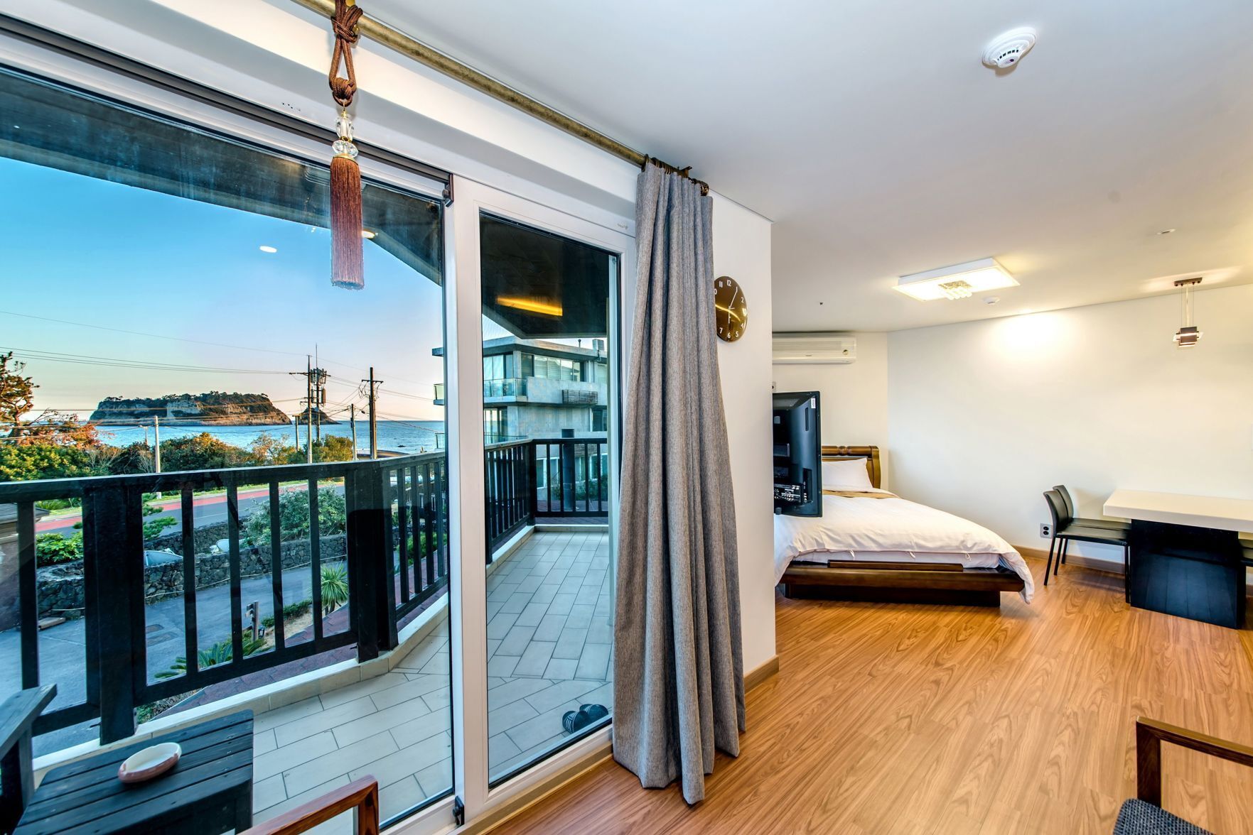Premium bedding, down comforters, blackout drapes, soundproofing